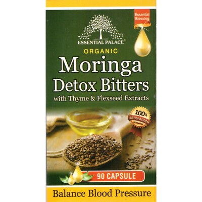 Essential Palace Organic Moringa Detox Bitters 90 Capsules Lowers Blood Pressure