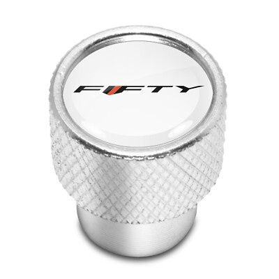 Chevrolet Camaro 50 Years White on Shining Silver Aluminum Tire Valve Stem Caps