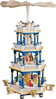 Richard GläSser Pyramide Heilige Familie Blau, Seiffen, Erzgebirge #16725