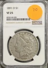 1891 O Morgan Silver Dollar NGC VF 25 Very Fine #9-001