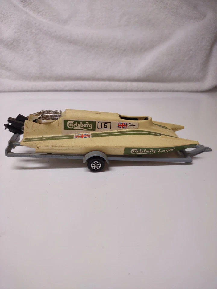 Corgi Carlsberg Lager Boat, Trailer, Car Set Bill Brown #15 White United Kingdom - Image 2 of 4