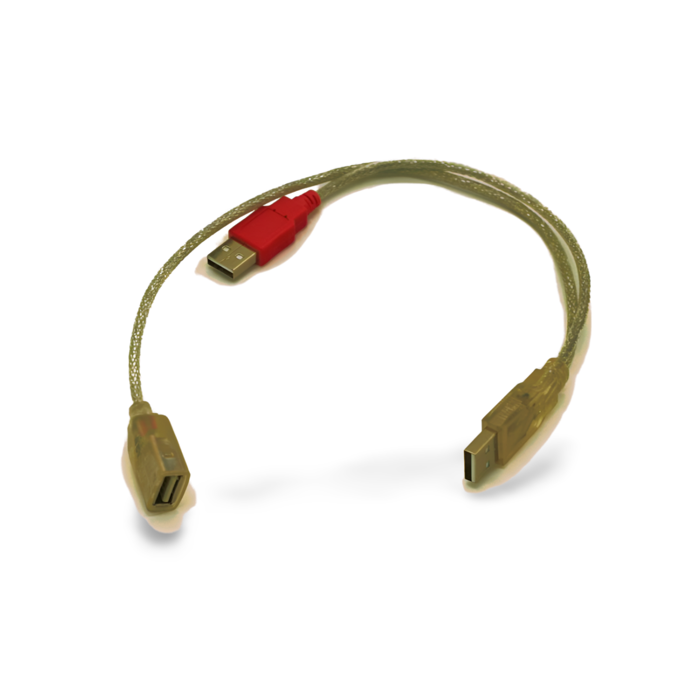 1ft USB 2.0 Female to 2 Dual USB Male Power Adapter Y Splitter - Silver