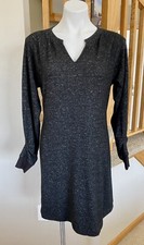 CAbi Small Black Long Sleeve V-neck Warm Sweater Dress  Knee Length Casual