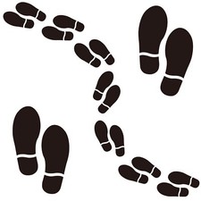 25 Pairs 50 Prints Black Shoe Footprint Stickers Footprint Floor Decals Stick...