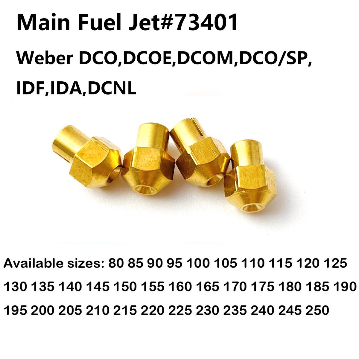 Weber Carb Jet Replacement Weber Main Fuel Jet #73401 - Brass Jet For DCOE, DCOM, IDF, IDA, DCNL Carburetors (Size 80-250) Zenith Fuel Systems Fuel Injectors & Main Jets