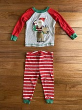 Toddler Boy CARTER  S Christmas Santa Reindeer Pajamas Set Size 18 Months