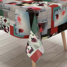 KEVKUS Nappe de Table en Toile Cirée BI10 Pavot Et Ornement Carré Rond Oval