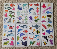 Sea Creatures Temporary Glow in the Dark Tattoos Kids 8 Sheets Ocean