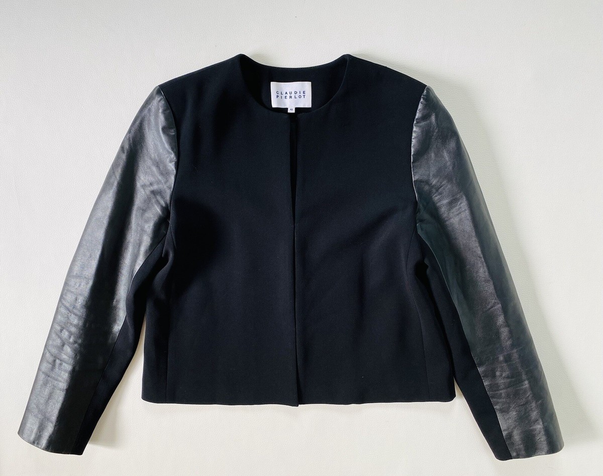 Veste En Cuir D’agneau Claudie Pierlot - Taille 40 - Noir - Occasion Très Bon état