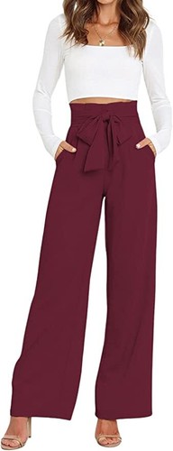 Women’s Paperbag Pants – High Waist Tie Belt Casual Pants – Lana