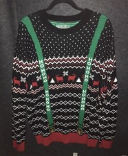 Ugly Christmas Sweater Tag Men's Suspender Holiday Sweater Extra Large Ho Ho Ho