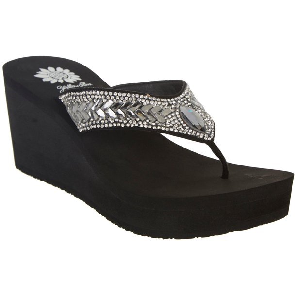 Yellow Box Glorian Rhinestone Detail Wedge Platform Flip Flops Clear | eBay