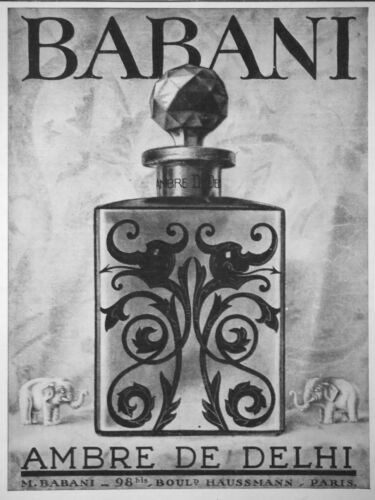 PUBLICITÉ DE PRESSE 1927 BABANI AMBRE DE DELHI - ÉLÉPHANT - ADVERTISING - 第 1/1 張圖片