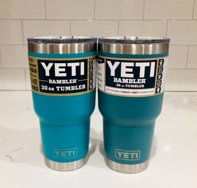 (2) Yeti 30 Oz Ramblers with Magslider Lids- Aquifer Blue + River Green NWT