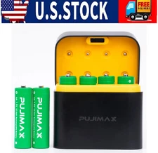 PUJIMAX 3400mWh 8PCS AA 1.5V Rechargeable Lithium Batteries with 8-Slot Charger