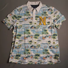 Nautica Mens XXL Rugby Polo Shirt Floral Tropical Hawaiian Beach Resort Vacation
