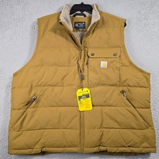 CARHARTT Sherpa Vest Mens 2XL XXL Brown Puffy Rain Outdoor Hunting Hiking NWT