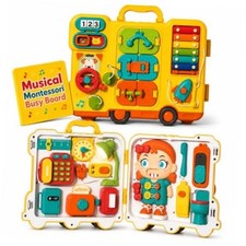 Busy Board for 1 Year Old - 8 in 1 Montessori Toy, Musical Eight real Chores