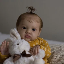 24" Finished Reborn Baby Doll Painted Newborn Doll with Rooted Hair Cloth Body