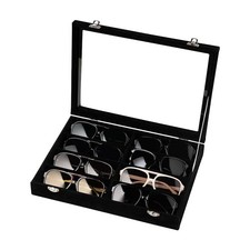 8-Slot Sunglass Organizer,Velvet Sunglass Holder for Drawer Black With Lid