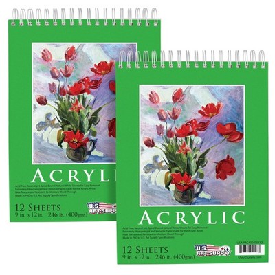 9'' x 12'' Extra Heavy-Weight Acrylic Painting Paper Pad 246lb 12-Sheets (2 Pads)