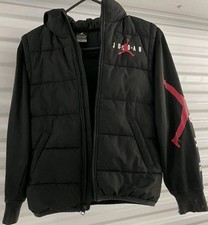 Boys Jordan Hooded Puffer Vest/Jacket Size Youth Medium Grey/Black
