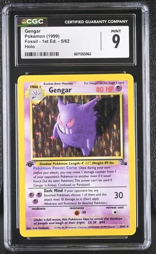 CGC 9 MINT Gengar 1999 Fossil 1st Edition 5/62 Holo Pokemon Card