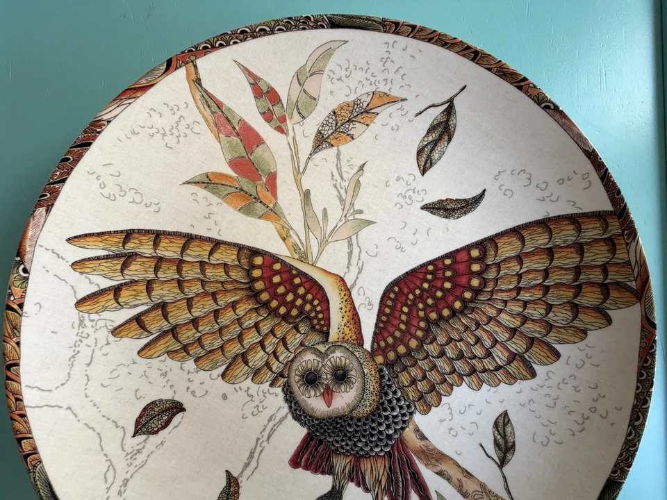 Authentic RARE -PIECE TO FIND -William Sonoma porcelain Owl Serving Medium Plate - Image 2 of 4