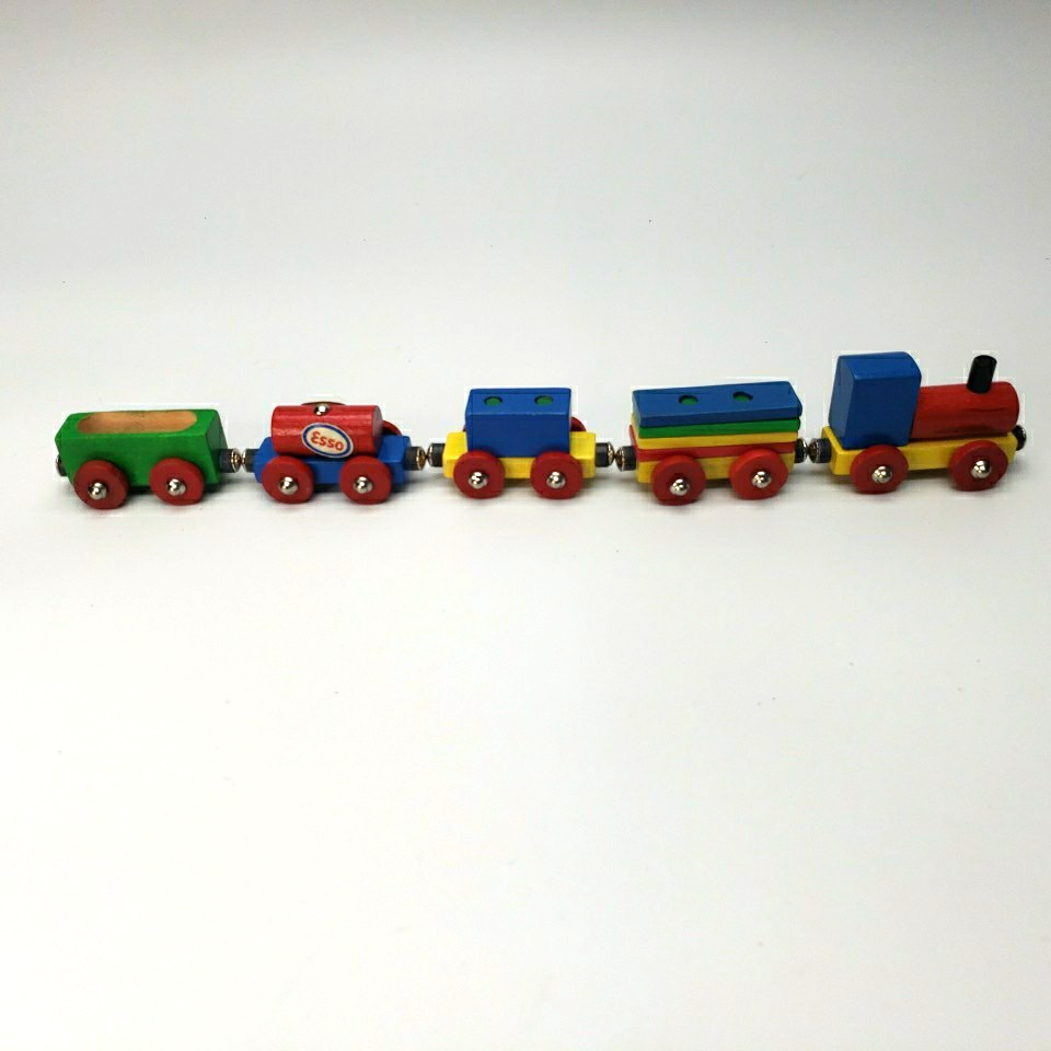 Vintage German 60s 70s Antique Magnetic Wooden Toy Train Set 15