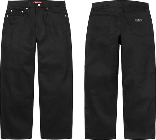 JEAN Supreme RIGID BAGGY SELVEDGE TAILLE 34 EN JEAN NOIR RIGIDE SS25