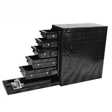 Caja de herramientas de almacenamiento de herramientas de aluminio para camión de 5 cajones 8"X21"X19" negra