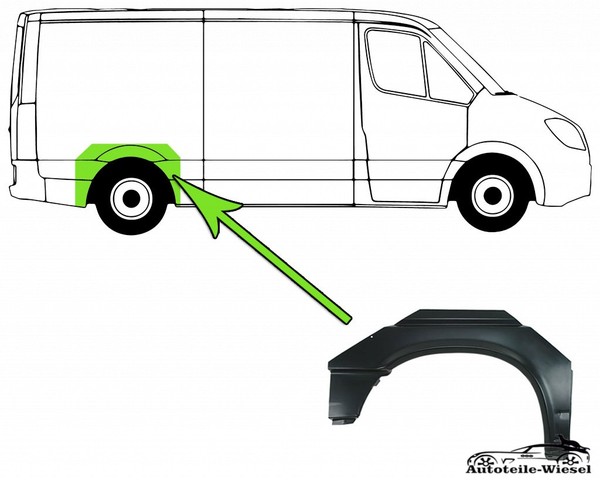 Reparaturblech KotflüGel Hinten Rechts FüR Vw Transporter 4 Bus 1.8 2.5 Ab 09.90-image