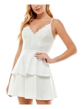 CITY STUDIO Womens Short Dress Ivory Lined Up Back Padded Bust Juniors 9