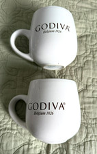 2 GODIVA Belgium 1926 WHITE CERAMIC COFFEE MUGS