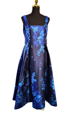 Adrianna Papell Women's Border Jacquard Dress 10 Petite Blue Multi