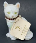 FENTON Opalescent Art Glass January Garnet Calendar Cat with tag