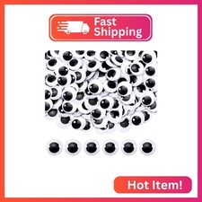 TOAOB 150pcs 1 Inch Plastic Wiggle Googly Eyes Self-Adhesive Black Round Sticker