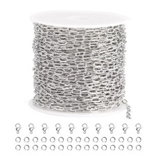 SMYHTGLIF 32.8 Feet Silver Cable Paperclip Jewelry Making 2.5 5.3mm,