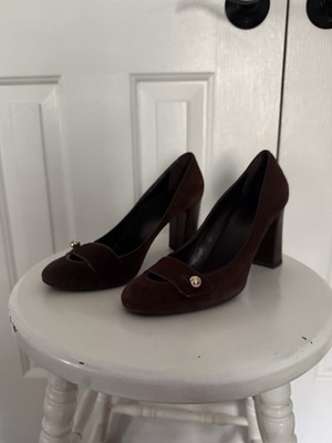 Vintage Gucci Brown Suede Block Heel Pump Loafers 7.5B Italy Classic 90s/2000s