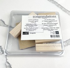 Stampin Up Congrats Wood Rubber Stamp Set New