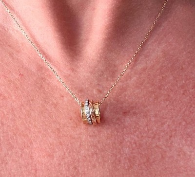 Damiani Diamond Rolling Ring Pendant Necklace - 18k Tri-Color Gold