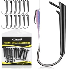 12PCS Dovesun 1/4 oz Ozark Rig Weedless Texas Rig Fishing Hooks  for Bass Trout