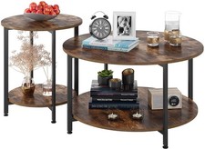 2er Set Beistelltisch Design Tisch Couchtisch Kaffetisch Sofatisch Holz Rund