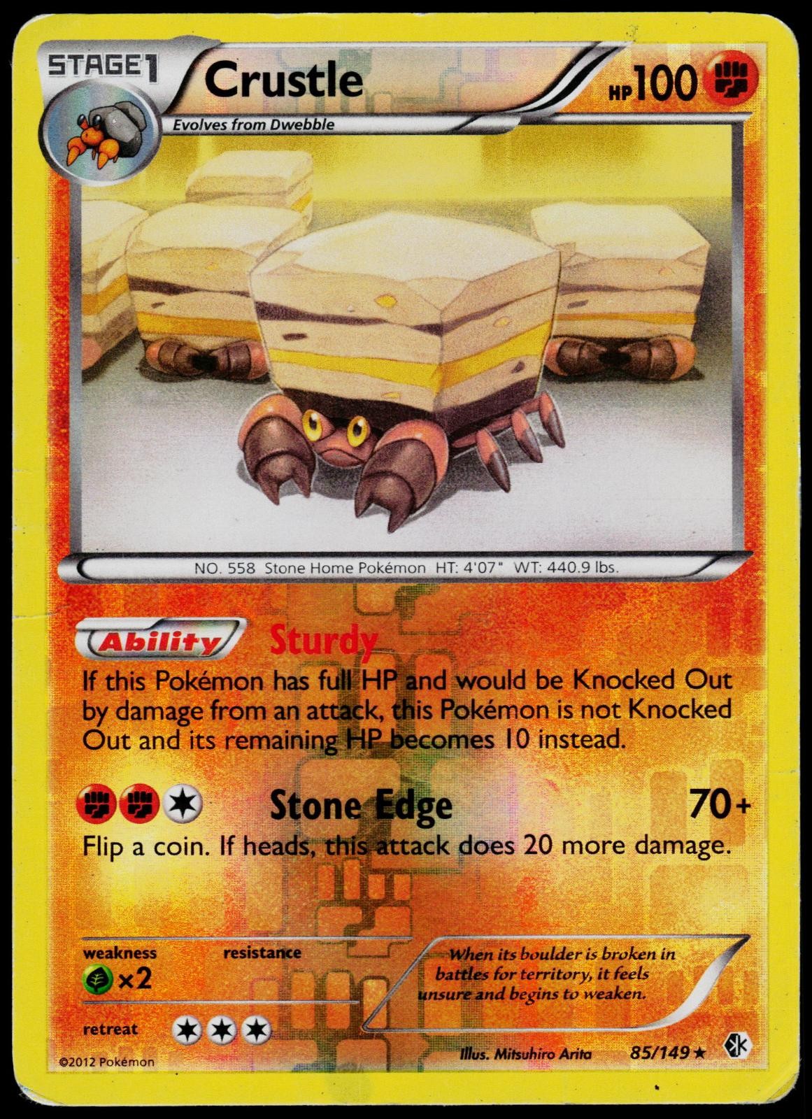 Crustle 85/149 Boundaries Crossed - Reverse Holo Pokemon DMG (Rare)
