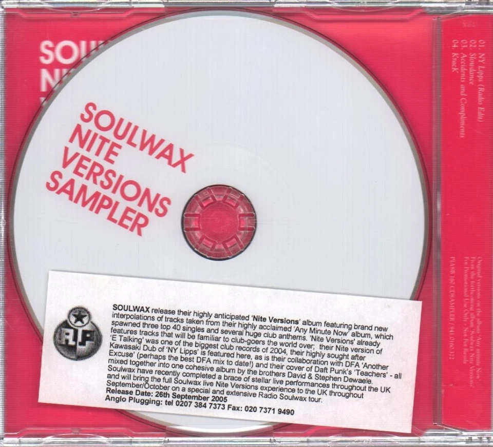 Soulwax Nite Versions Sampler CD Europa [pias] Recordings 2005 Promo Mit Info - Bild 2 von 2
