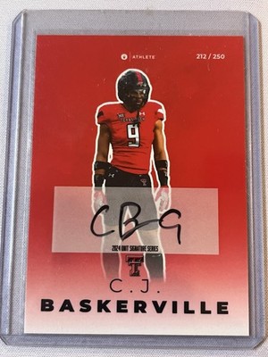 2024 C.J. Baskerville OnIt Athlete Texas Tech Football On-Card Auto #/250