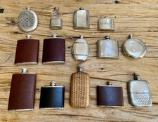 Hip Flasks Vintage Assorted Inc Pewter, Stainless Steel, Leather Joblot  2386978