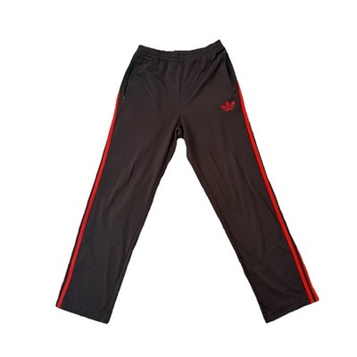 adidas Originals Men's Black Red Track Pants M Side Stripe Elastic