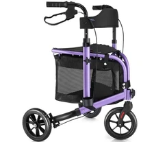NEW WALK MATE 3 Wheel Rollator Walker, Seat Padded Backrest All-Terrain Wheels