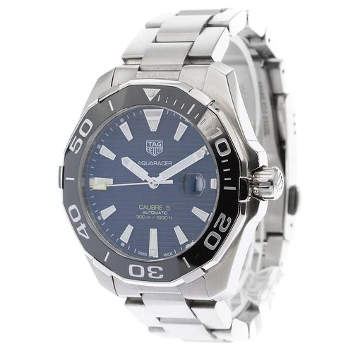 TAG Heuer WAY201A Aquaracer Caliber 5 Date Automatic Men Black Dial 44mm SS
